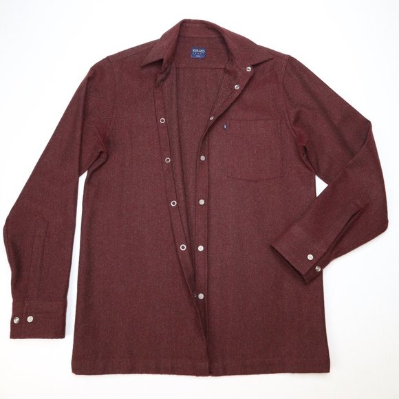 KENZO HOMME Wool Button-Up Shirt, Red Size Small - Picture 5 of 10